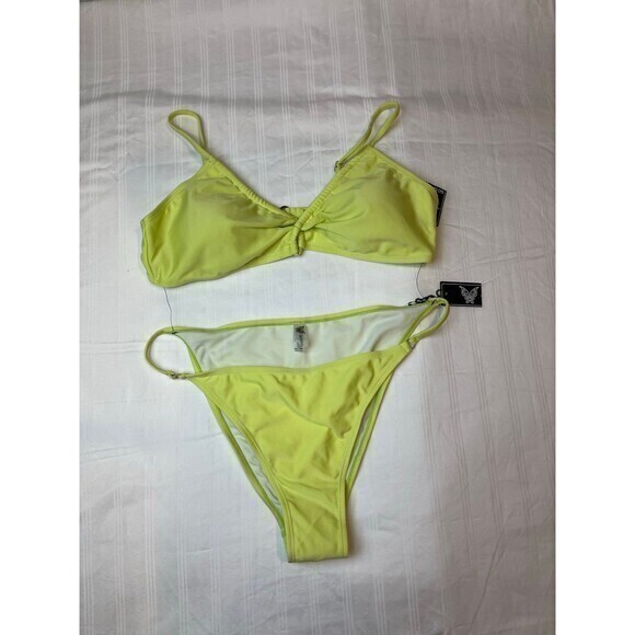 Go Coco Lime 2 Cut Out Top Piece Bikini  Size Large RefM033 - Picture 5 of 8